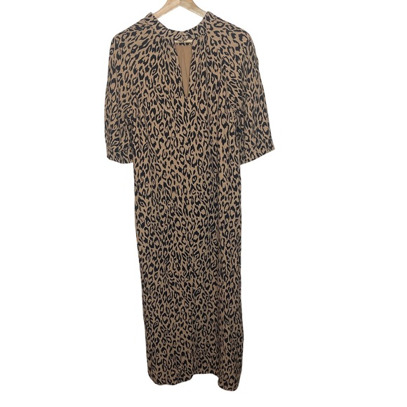 Anthropologie  Animal Print Midi Dress Short Sleeves‎  Women's Large - Picture 2 of 10